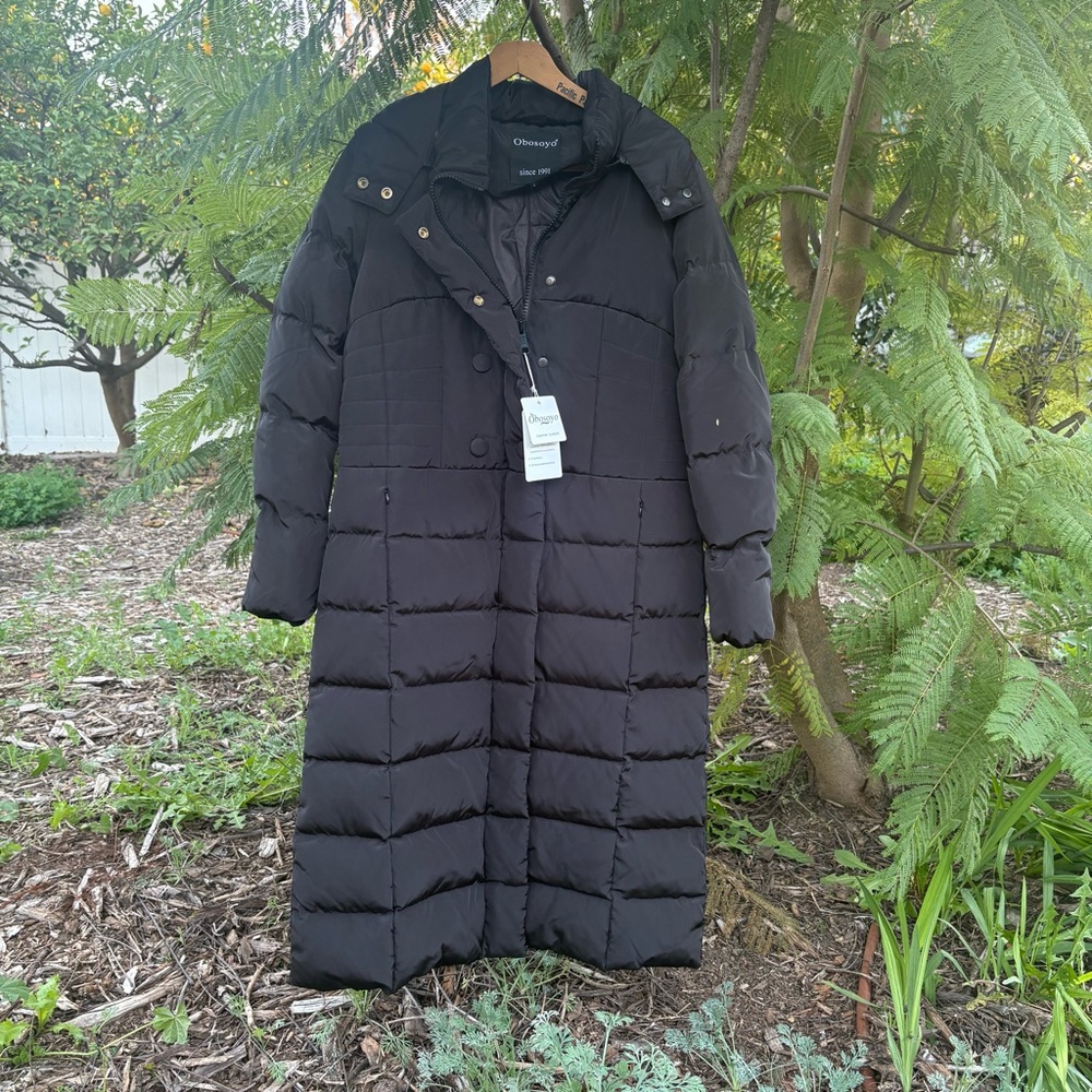 Obosoyo Women's Black Puffer Hooded Coat